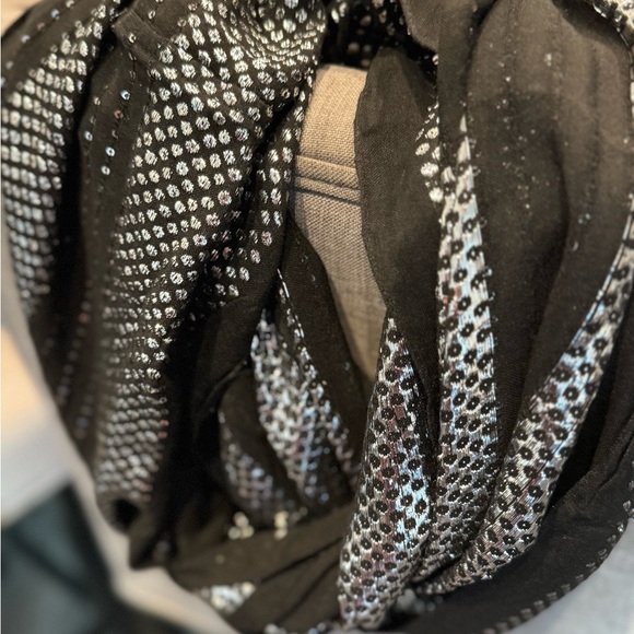 Elegant Black and Silver Metallic Women's Infinity Scarf - Picture 1 of 6